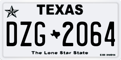 TX license plate DZG2064