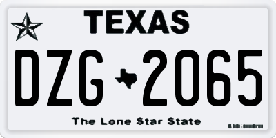 TX license plate DZG2065