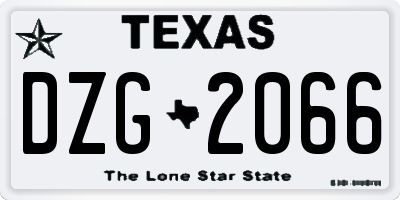 TX license plate DZG2066