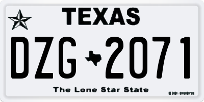 TX license plate DZG2071