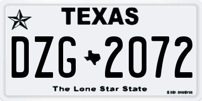 TX license plate DZG2072