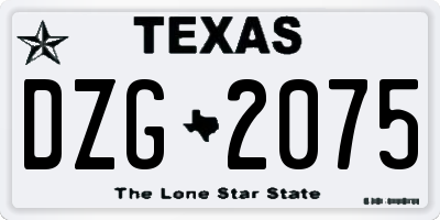TX license plate DZG2075