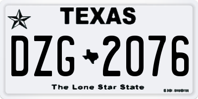 TX license plate DZG2076