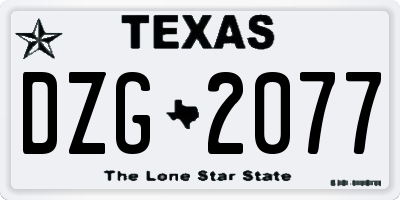 TX license plate DZG2077