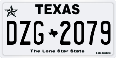 TX license plate DZG2079