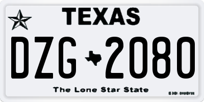 TX license plate DZG2080