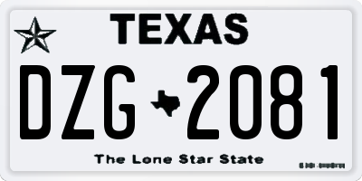 TX license plate DZG2081