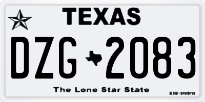 TX license plate DZG2083