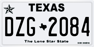 TX license plate DZG2084