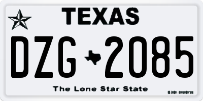 TX license plate DZG2085