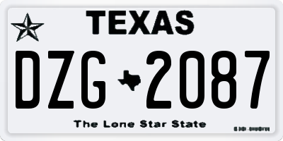 TX license plate DZG2087