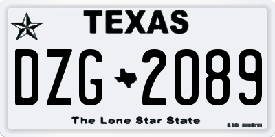 TX license plate DZG2089
