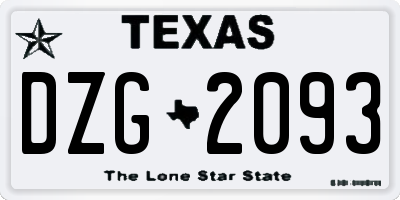 TX license plate DZG2093