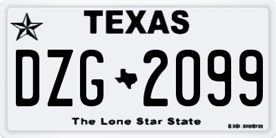 TX license plate DZG2099