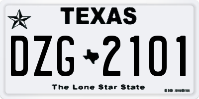 TX license plate DZG2101