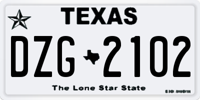 TX license plate DZG2102
