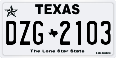 TX license plate DZG2103