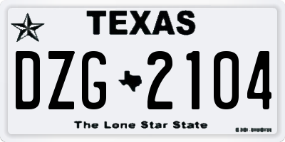 TX license plate DZG2104