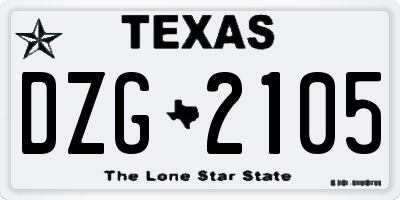 TX license plate DZG2105