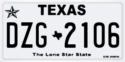 TX license plate DZG2106