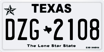 TX license plate DZG2108