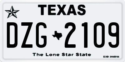 TX license plate DZG2109