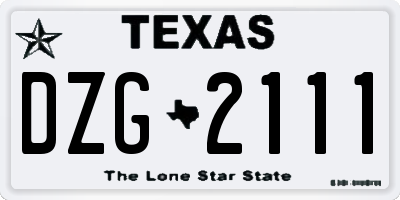 TX license plate DZG2111
