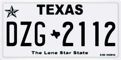 TX license plate DZG2112
