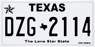 TX license plate DZG2114