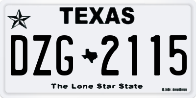 TX license plate DZG2115