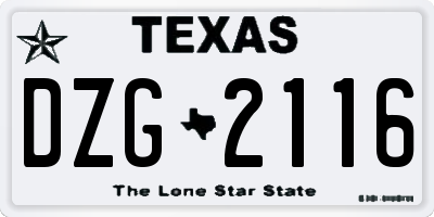 TX license plate DZG2116
