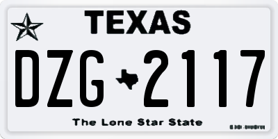 TX license plate DZG2117