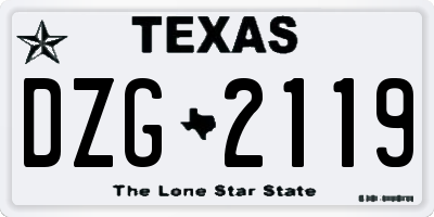 TX license plate DZG2119