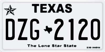 TX license plate DZG2120
