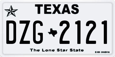 TX license plate DZG2121