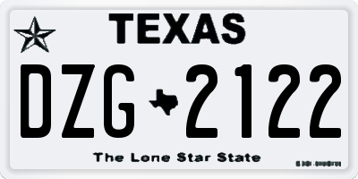 TX license plate DZG2122