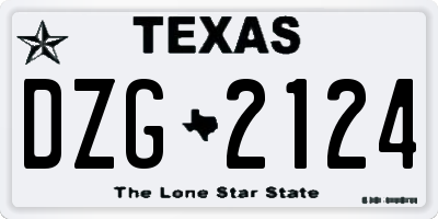 TX license plate DZG2124