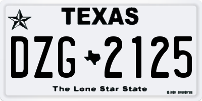 TX license plate DZG2125