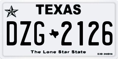 TX license plate DZG2126