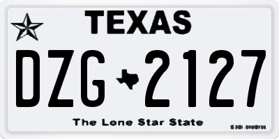 TX license plate DZG2127