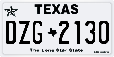 TX license plate DZG2130