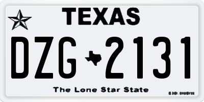 TX license plate DZG2131