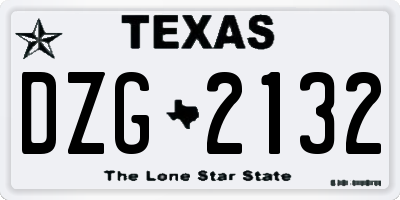 TX license plate DZG2132