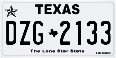TX license plate DZG2133