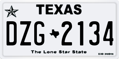 TX license plate DZG2134