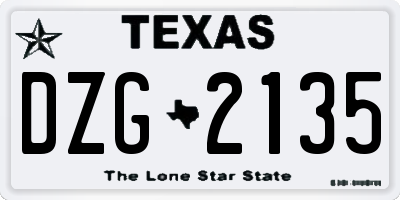 TX license plate DZG2135
