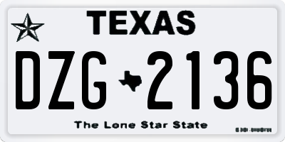TX license plate DZG2136