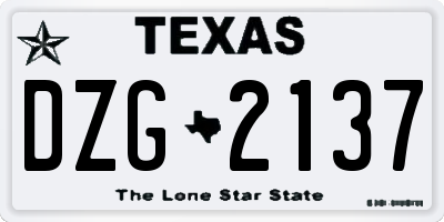 TX license plate DZG2137