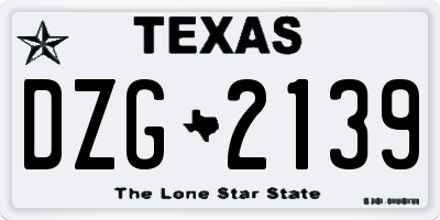 TX license plate DZG2139