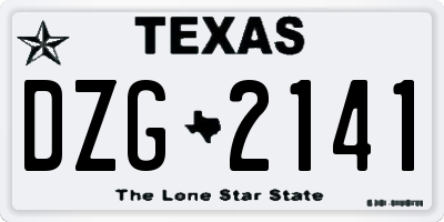 TX license plate DZG2141